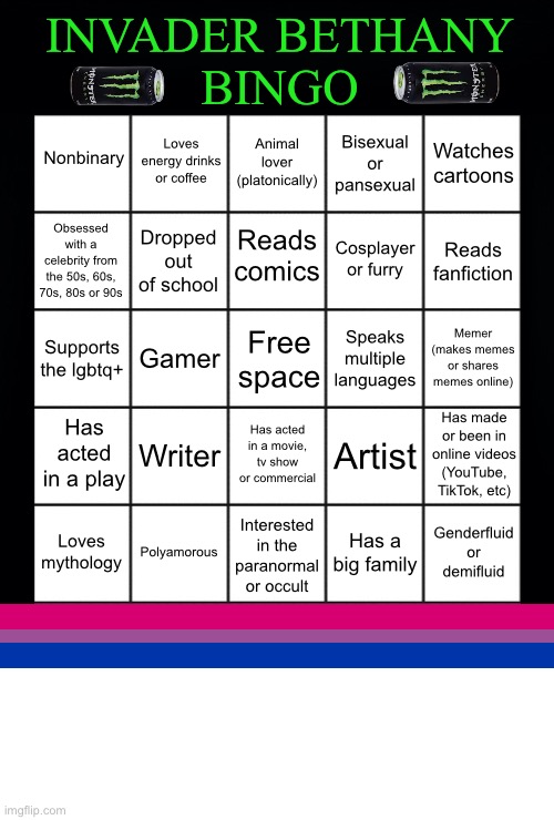 InvaderBethany Bingo Blank Meme Template