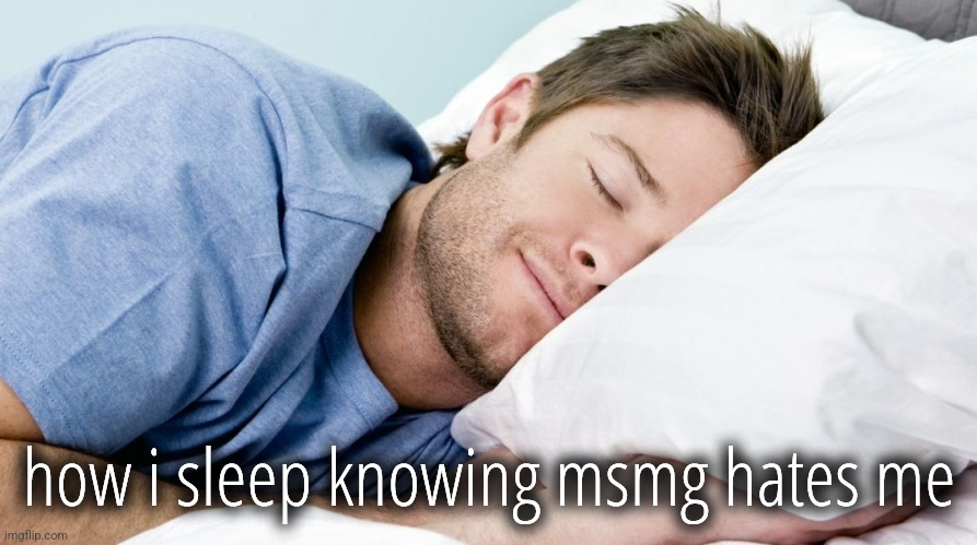 how i sleep | how i sleep knowing msmg hates me | image tagged in how i sleep | made w/ Imgflip meme maker
