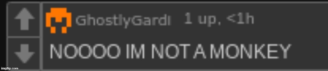 ty i think emosnake for uploading this ages ago mate | image tagged in gardi noooo im not a monkey | made w/ Imgflip meme maker