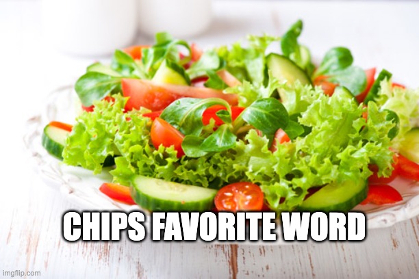 word salad | CHIPS FAVORITE WORD | image tagged in salad | made w/ Imgflip meme maker