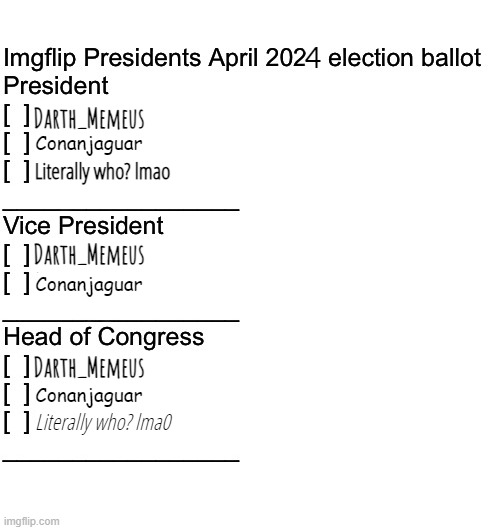 Here's the ballot template. Make your decision by tomorrow! | image tagged in do it | made w/ Imgflip meme maker