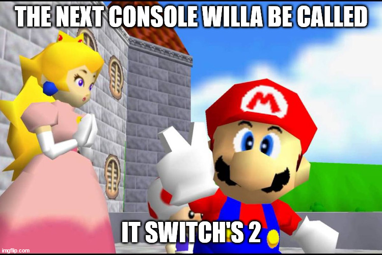 Super Mario 64 | THE NEXT CONSOLE WILLA BE CALLED; IT SWITCH'S 2 | image tagged in super mario 64 | made w/ Imgflip meme maker