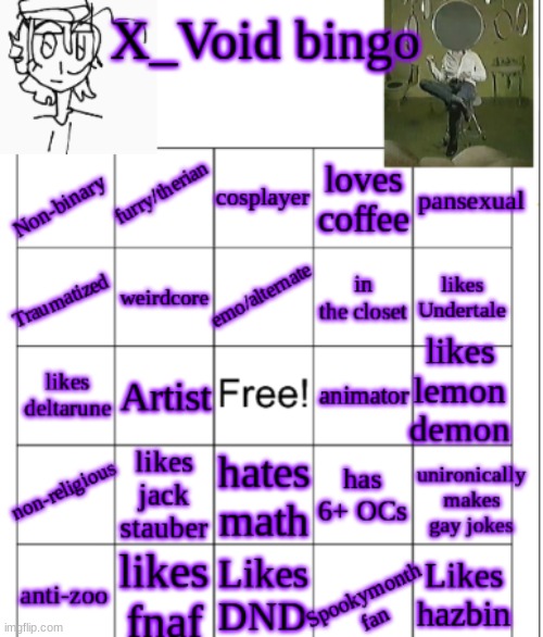 Bingo for u to try | image tagged in x_void bingo,bingo | made w/ Imgflip meme maker