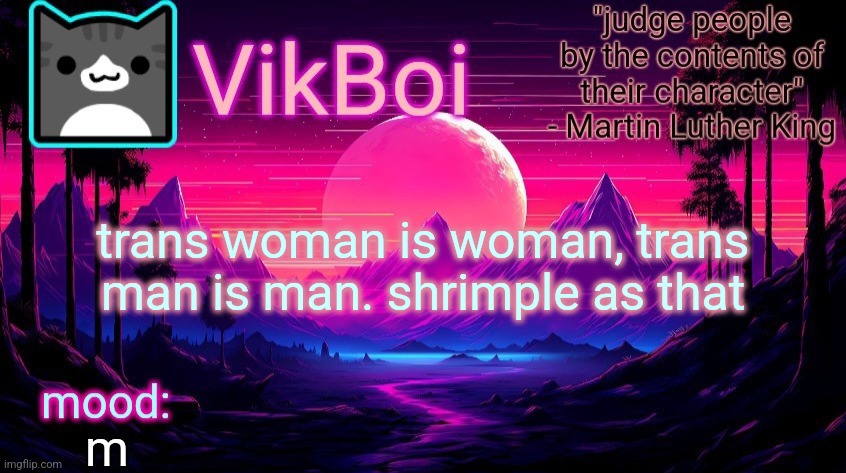 VikBoi vaporwave temp | trans woman is woman, trans man is man. shrimple as that; m | image tagged in vikboi vaporwave temp | made w/ Imgflip meme maker