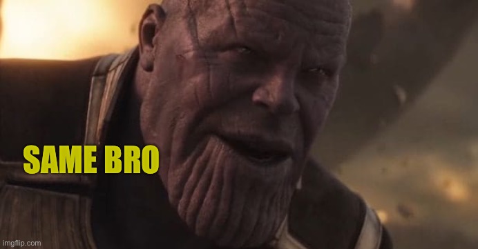 Thanos "All that for a drop of blood" | SAME BRO | image tagged in thanos all that for a drop of blood | made w/ Imgflip meme maker