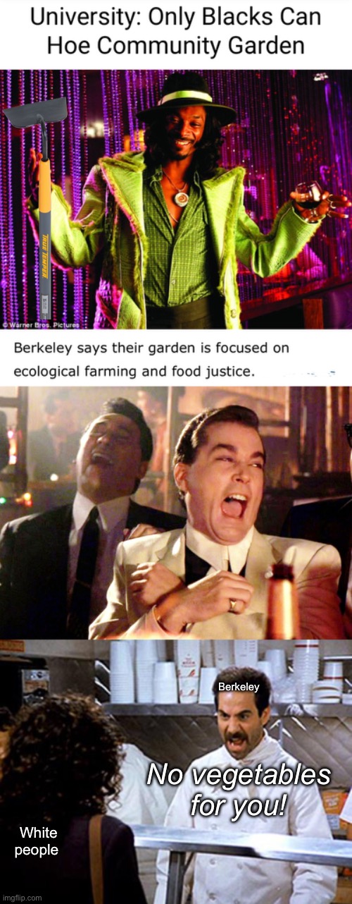 So much for inclusion | Berkeley; No vegetables for you! White people | image tagged in pimpin_aint_eazy,memes,good fellas hilarious,soup nazi,politics lol,stupid people | made w/ Imgflip meme maker