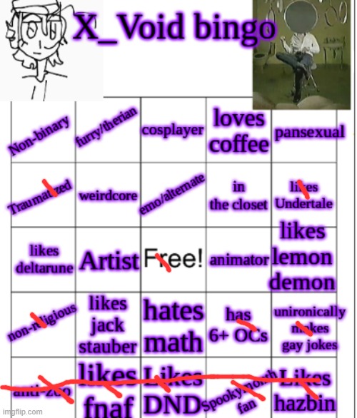 bottom row came in clutch | image tagged in x_void bingo | made w/ Imgflip meme maker