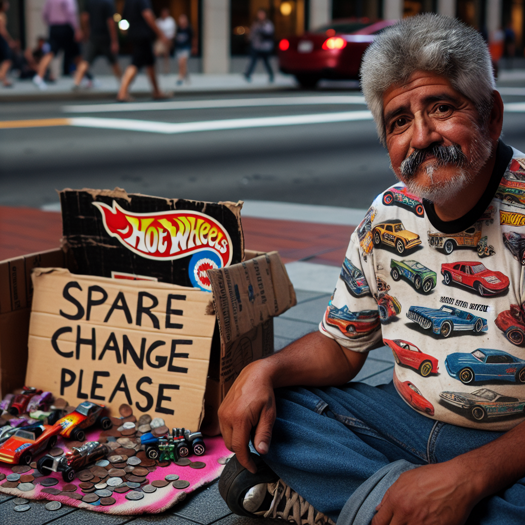 High Quality Old hot wheels collector begging for loose change on the street Blank Meme Template