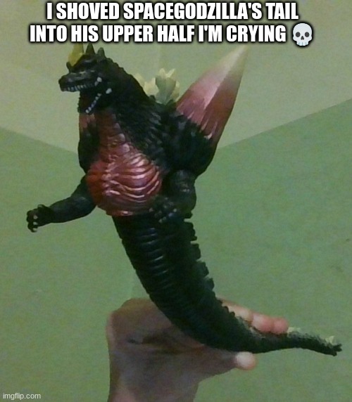 cursed_spacegodzilla | I SHOVED SPACEGODZILLA'S TAIL INTO HIS UPPER HALF I'M CRYING 💀 | image tagged in spacegodzilla | made w/ Imgflip meme maker