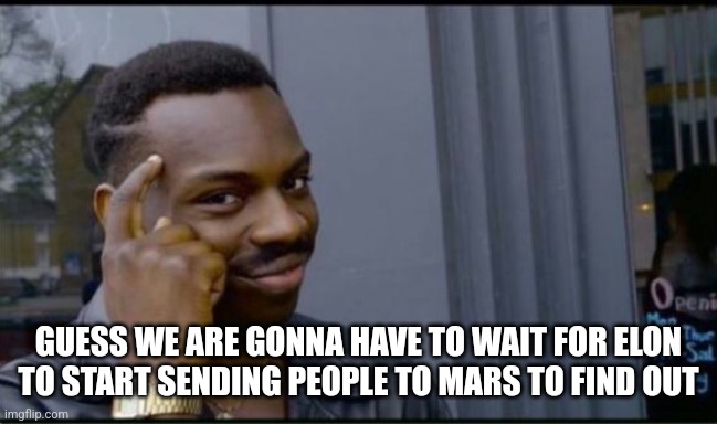 Thinking Black Man | GUESS WE ARE GONNA HAVE TO WAIT FOR ELON TO START SENDING PEOPLE TO MARS TO FIND OUT | image tagged in thinking black man | made w/ Imgflip meme maker