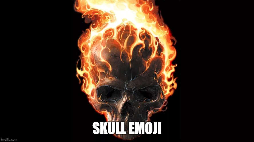 flaming skull | SKULL EMOJI | image tagged in flaming skull | made w/ Imgflip meme maker