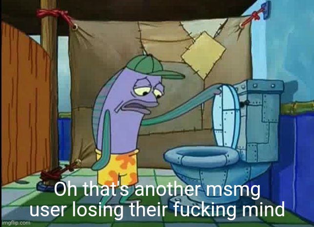 oh thats a toilet spongebob fish | Oh that's another msmg user losing their fucking mind | image tagged in oh thats a toilet spongebob fish | made w/ Imgflip meme maker