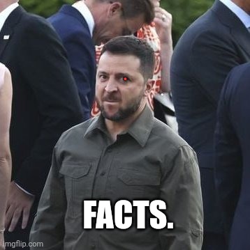 Angry zelensky | . FACTS. | image tagged in angry zelensky | made w/ Imgflip meme maker
