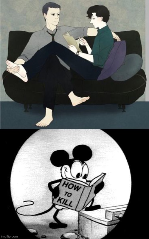Lestrade x Sherlock…..Wtf moment fr | image tagged in how to kill with mickey mouse | made w/ Imgflip meme maker