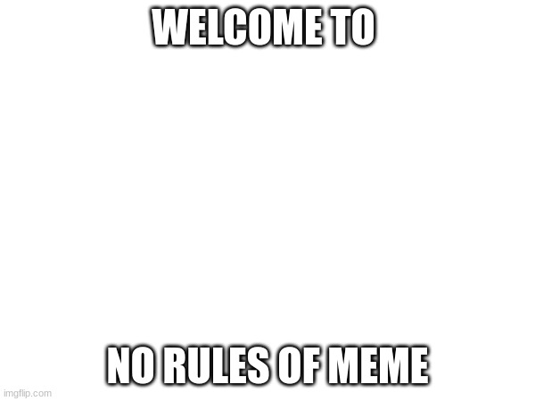 WELCOME TO; NO RULES OF MEME | image tagged in no-rules-of-memes,welcome | made w/ Imgflip meme maker