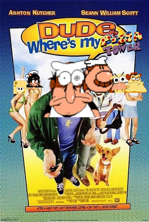 Dude where's my pizza tower? | image tagged in dude where's my car | made w/ Imgflip meme maker