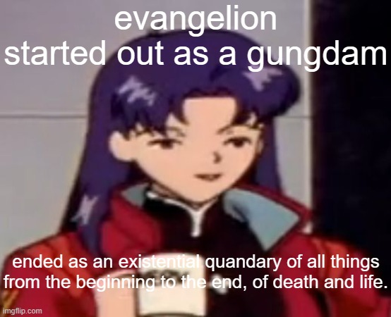 Caffeine | evangelion started out as a gungdam; ended as an existential quandary of all things from the beginning to the end, of death and life. | image tagged in caffeine | made w/ Imgflip meme maker