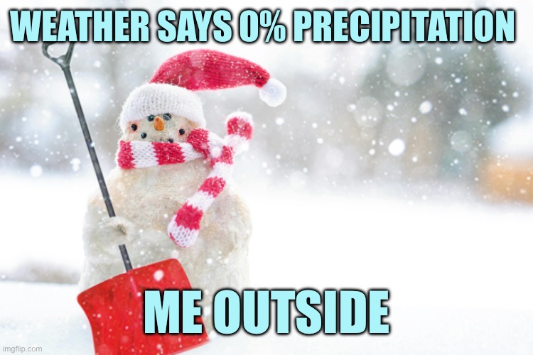 WEATHER SAYS 0% PRECIPITATION; ME OUTSIDE | image tagged in memes | made w/ Imgflip meme maker