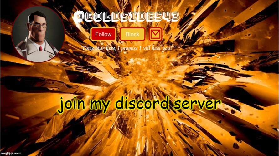 first to join with this link gets mod | join my discord server | image tagged in gold's announcement template | made w/ Imgflip meme maker