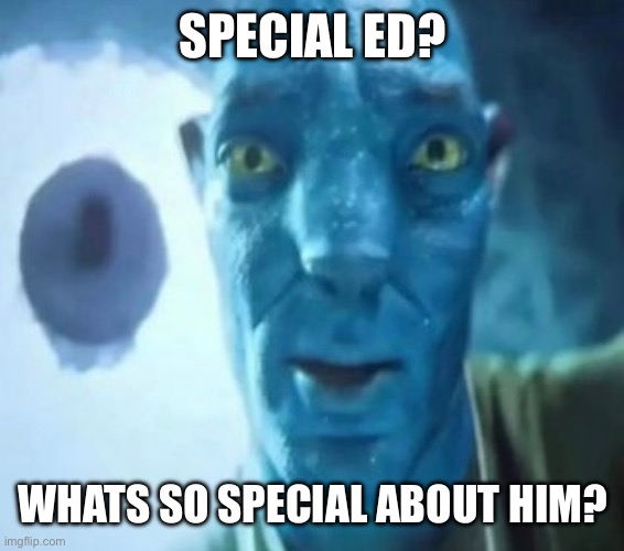 Avatar guy | SPECIAL ED? WHATS SO SPECIAL ABOUT HIM? | image tagged in avatar guy | made w/ Imgflip meme maker