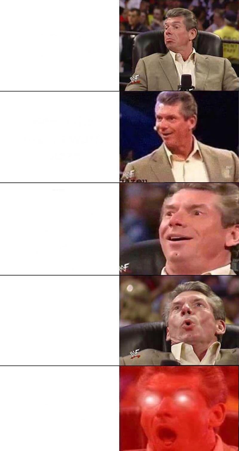 Vince McMahon getting excited 5-panel alt Blank Meme Template