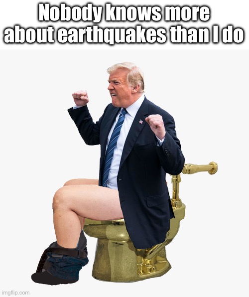 Trump‘s NYC fart | Nobody knows more about earthquakes than I do | image tagged in donald trump,earthquake | made w/ Imgflip meme maker
