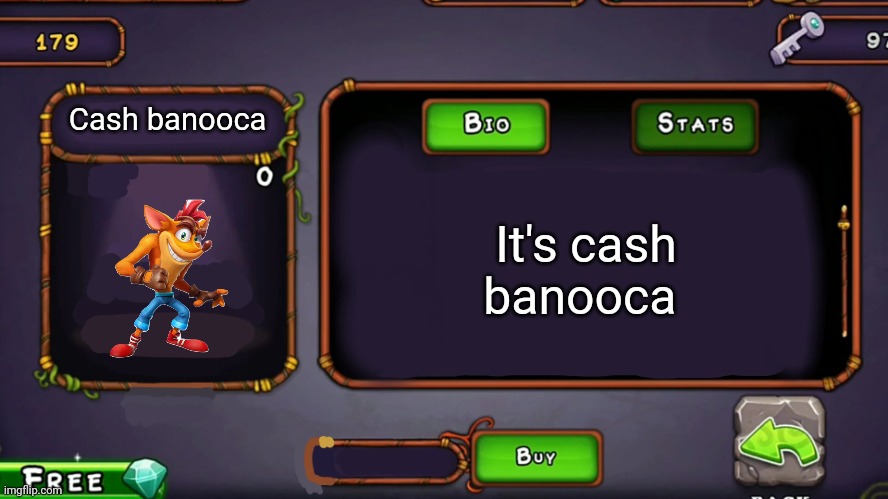Cash banooca | Cash banooca; It's cash banooca | image tagged in msm blank bio | made w/ Imgflip meme maker
