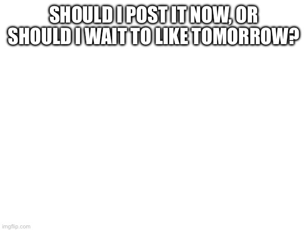 SHOULD I POST IT NOW, OR SHOULD I WAIT TO LIKE TOMORROW? | made w/ Imgflip meme maker