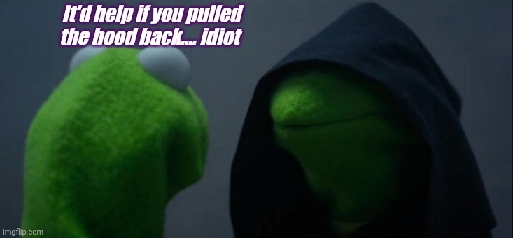 It would help if ... | It'd help if you pulled the hood back.... idiot | image tagged in memes,evil kermit,star wars,star wars yoda | made w/ Imgflip meme maker