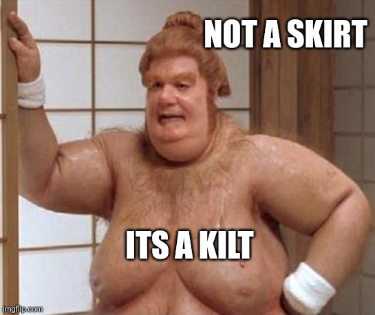 Kilt | NOT A SKIRT; ITS A KILT | image tagged in fat bast d | made w/ Imgflip meme maker