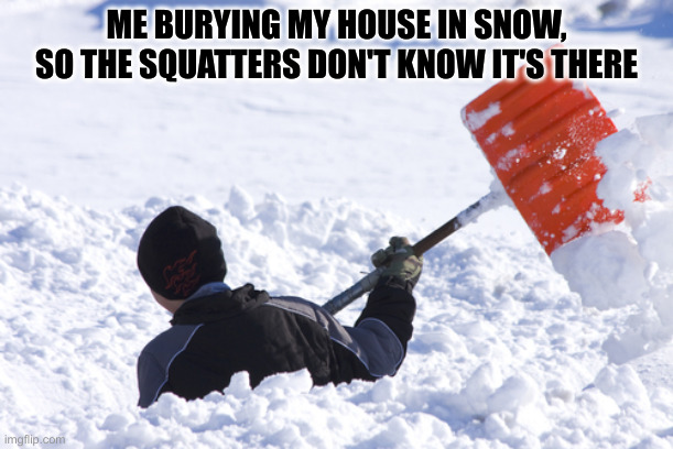 Incognito | ME BURYING MY HOUSE IN SNOW, SO THE SQUATTERS DON'T KNOW IT'S THERE | image tagged in blizzard,funny memes,funny,political meme,politics | made w/ Imgflip meme maker