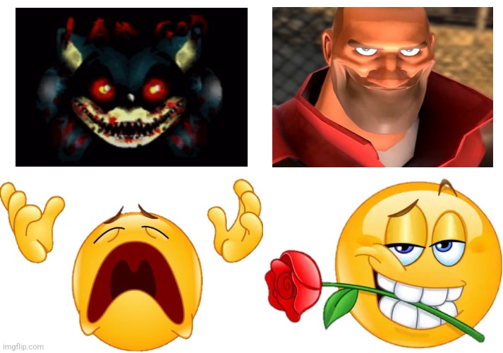 fill in memes be like 2 (TRY NOT TO CRINGE) | image tagged in why emoji,flirting emoji,sonic exe,team fortress 2,fill in memes,unfunny | made w/ Imgflip meme maker