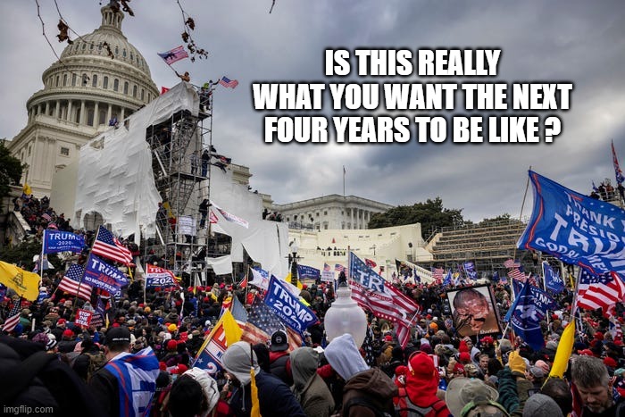 IS THIS REALLY WHAT YOU WANT THE NEXT FOUR YEARS TO BE LIKE ? | image tagged in trump,riot,insanity | made w/ Imgflip meme maker