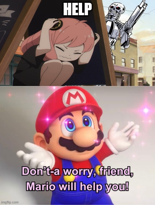 High Quality mario helps anya forger Blank Meme Template