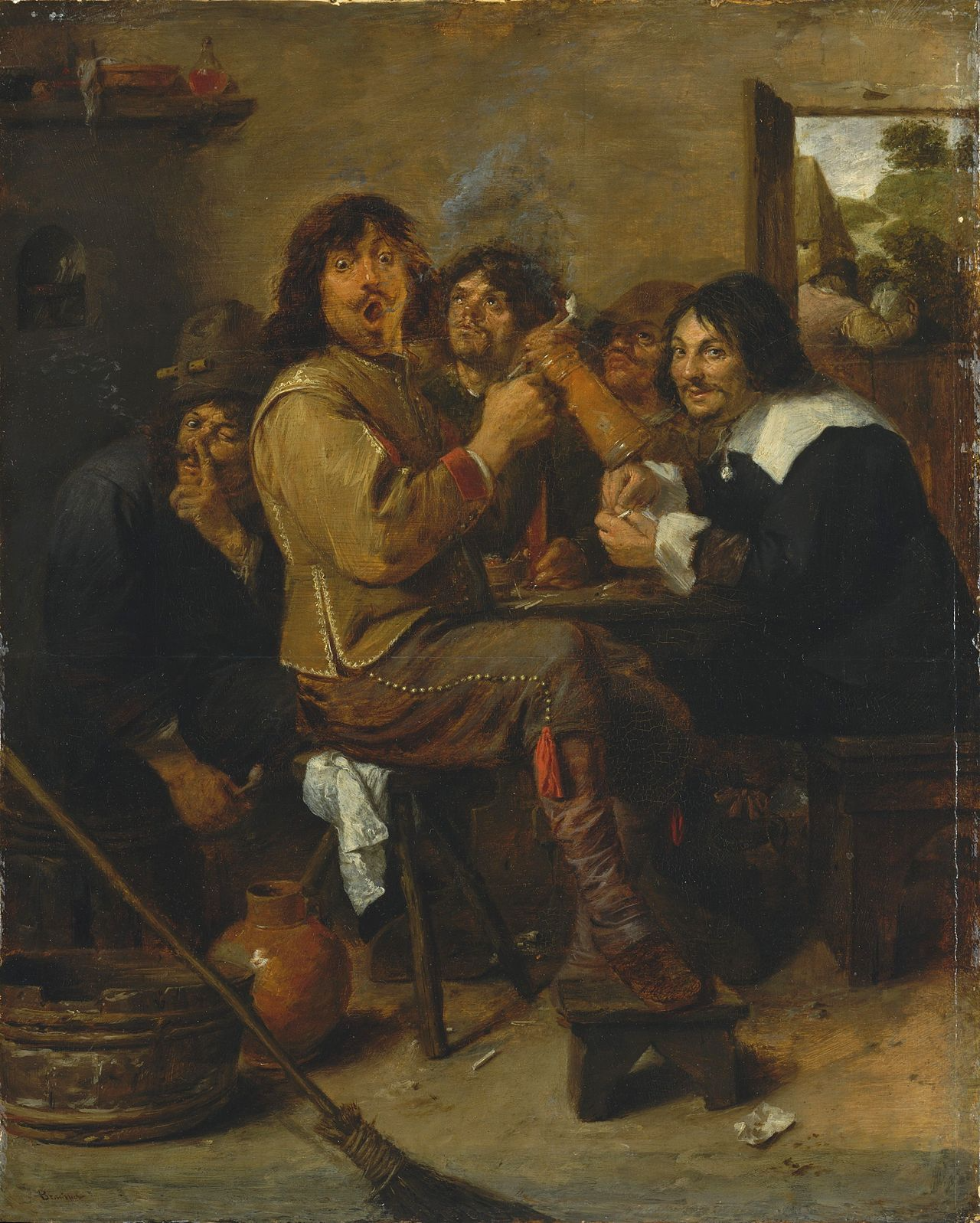 The Smokers (c. 1636) by Adriaen Brouwer Blank Meme Template
