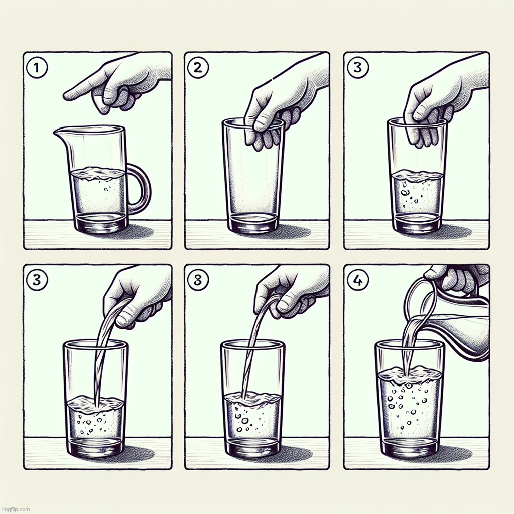 I asked AI to show me how to pour water | image tagged in but,look,at,what,i,got | made w/ Imgflip meme maker