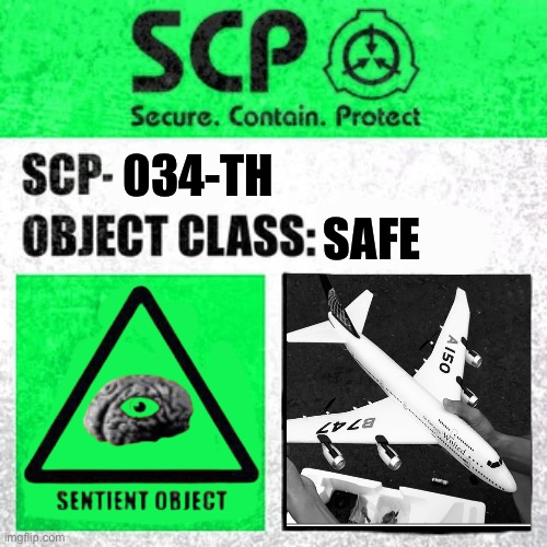 SCP Label Template: Safe | 034-TH; SAFE | image tagged in scp label template safe | made w/ Imgflip meme maker
