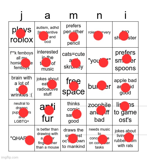 Jammymemefuel bingo | image tagged in jammymemefuel bingo | made w/ Imgflip meme maker