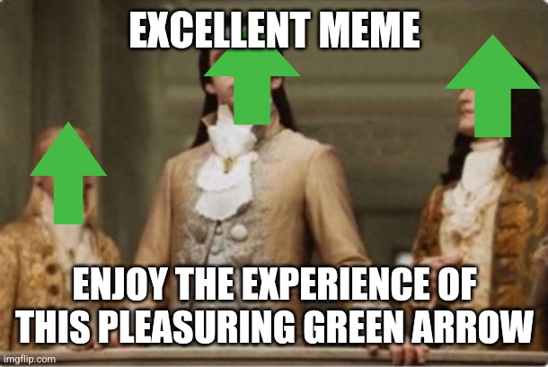 Noble | EXCELLENT MEME ENJOY THE EXPERIENCE OF THIS PLEASURING GREEN ARROW | image tagged in noble | made w/ Imgflip meme maker