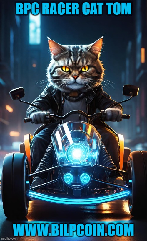 BPC RACER CAT TOM; WWW.BILPCOIN.COM | made w/ Imgflip meme maker