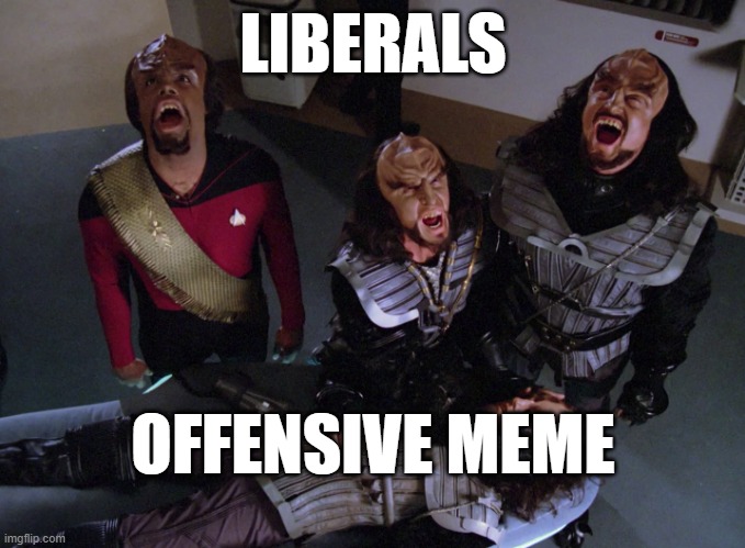Star Trek Meme to celebrate being locked out of every site I post to | LIBERALS; OFFENSIVE MEME | image tagged in liberal logic,suspension,banned,offensive,hurt feelings,overly sensitive | made w/ Imgflip meme maker