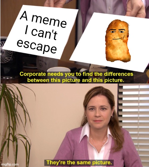 Leave me alone gadagedigado. | A meme I can't escape | image tagged in they're the same picture | made w/ Imgflip meme maker