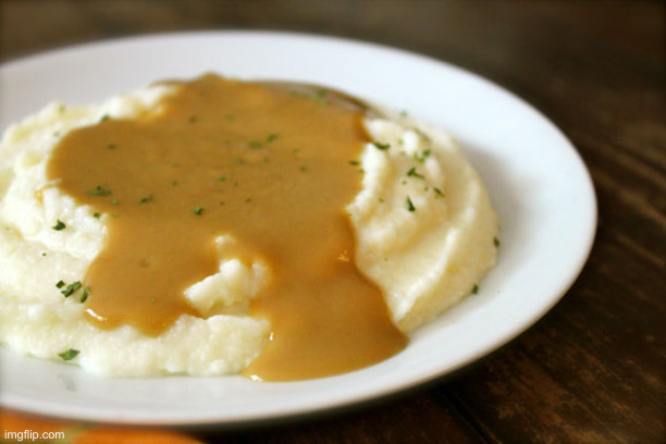 Potatoes and gravy | image tagged in potatoes and gravy | made w/ Imgflip meme maker