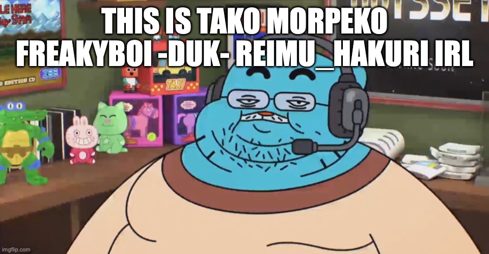 discord moderator | THIS IS TAKO MORPEKO FREAKYBOI -DUK- REIMU_HAKURI IRL | image tagged in discord moderator | made w/ Imgflip meme maker