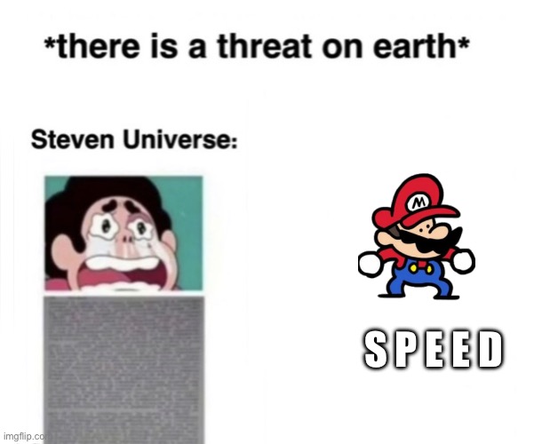 *There is a threat on earth* | S P E E D | image tagged in there is a threat on earth,terminalmontage mario | made w/ Imgflip meme maker