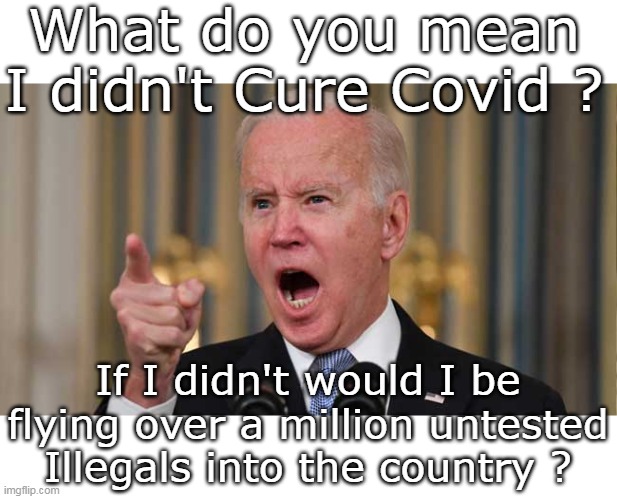 Actually, the Ukraine distraction fixed Covid | What do you mean I didn't Cure Covid ? If I didn't would I be flying over a million untested Illegals into the country ? | image tagged in biden importing illegals meme | made w/ Imgflip meme maker