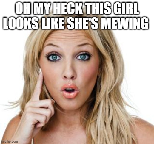 never noticed this | OH MY HECK THIS GIRL LOOKS LIKE SHE'S MEWING | image tagged in never gonna give you up,never gonna let you down,never gonna run around | made w/ Imgflip meme maker