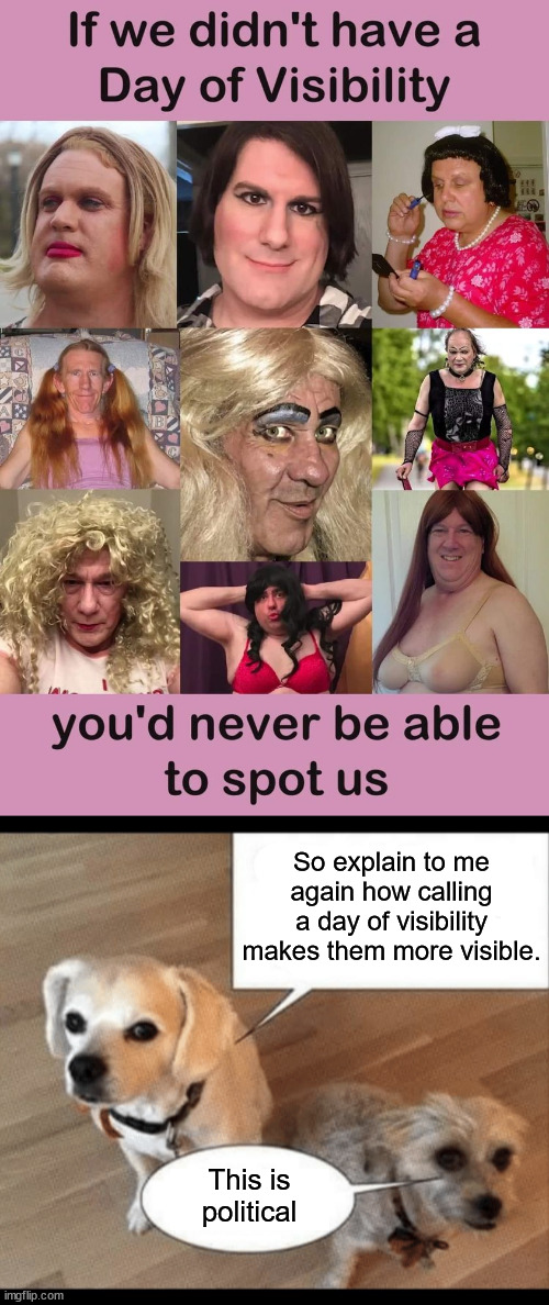 Of course it's political... if you can't see that, you're ignorant or blind... | So explain to me again how calling a day of visibility makes them more visible. This is political | image tagged in ok explain it to me again,democrats using easter for politics,devisive politics | made w/ Imgflip meme maker