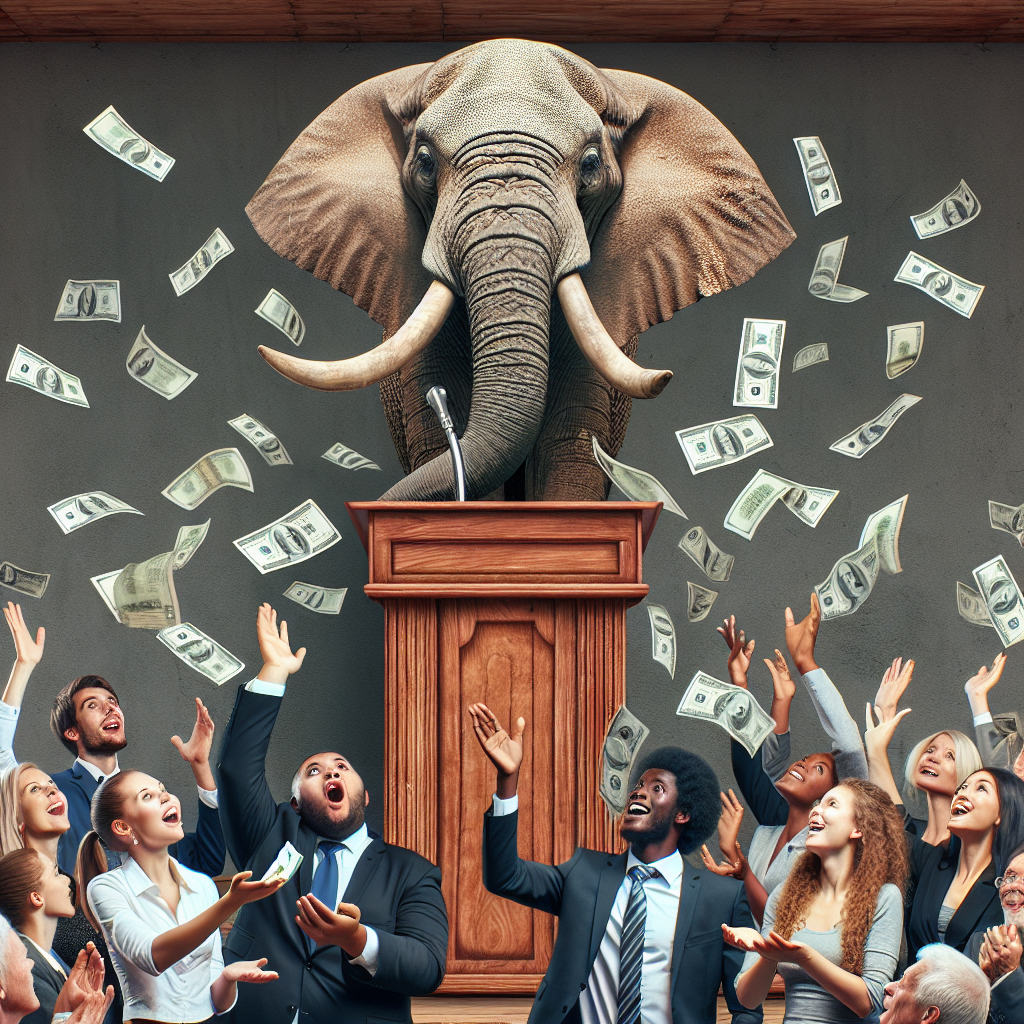 Throwing Money at an Elephant Blank Meme Template