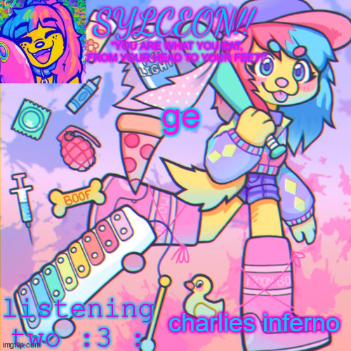 THIS IS SYLCEON SPEAKJIN AND UR LISTENIN 2 4LUNG!! | ge; charlies inferno | image tagged in this is sylceon speakjin and ur listenin 2 4lung | made w/ Imgflip meme maker